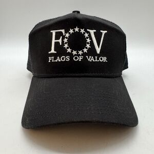 Flags of Valor New Era 9FORTY Snapback Trucker Cap Unisex Black Embroidered Logo